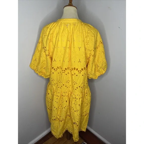 By Anthropologie Yellow Tallulah Eyelet Mini Dress XL - Picture 3 of 9